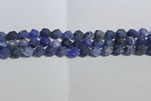CSO568 15.5 inches 12mm faceted nuggets matte sodalite beads
