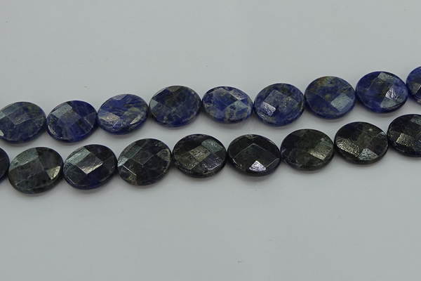 CSO710 15.5 inches 20mm faceted coin sodalite gemstone beads