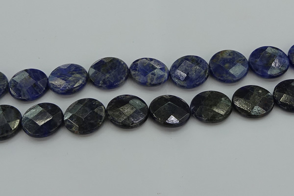 CSO711 15.5 inches 25mm faceted coin sodalite gemstone beads