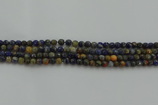 CSO751 15.5 inches 6mm faceted round orange sodalite beads