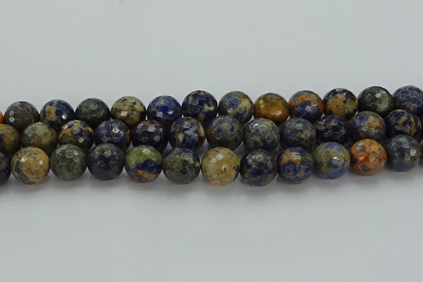 CSO756 15.5 inches 16mm faceted round orange sodalite beads