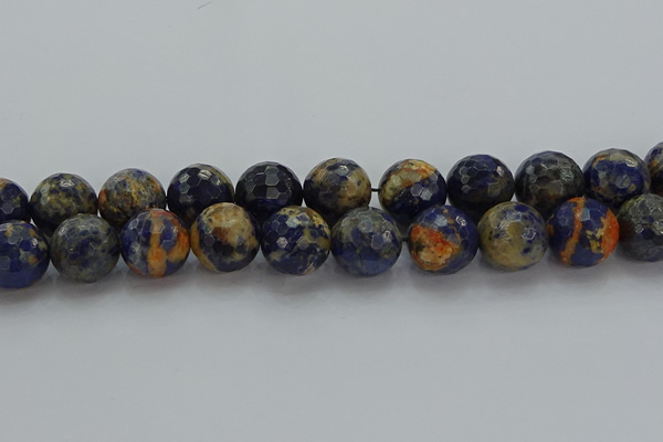 CSO757 15.5 inches 18mm faceted round orange sodalite beads