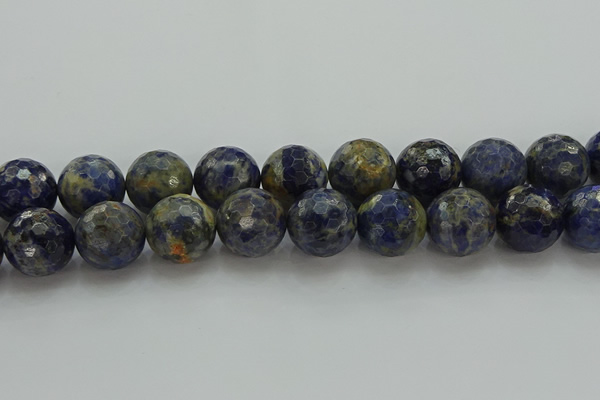 CSO758 15.5 inches 20mm faceted round orange sodalite beads