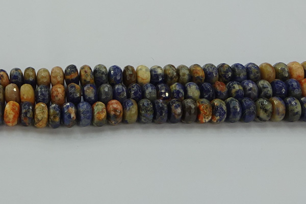 CSO764 15.5 inches 7*12mm faceted rondelle orange sodalite beads