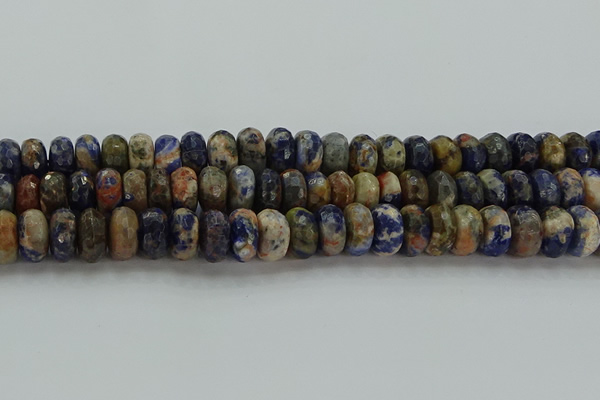 CSO765 15.5 inches 8*14mm faceted rondelle orange sodalite beads