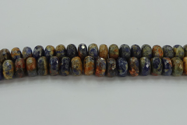 CSO767 15.5 inches 10*18mm faceted rondelle orange sodalite beads
