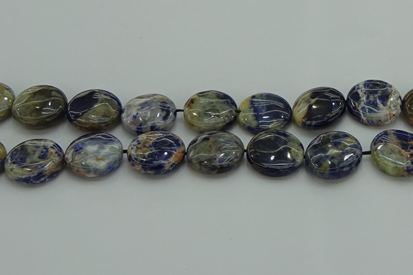 CSO776 15.5 inches 20mm flat round orange sodalite beads wholesale