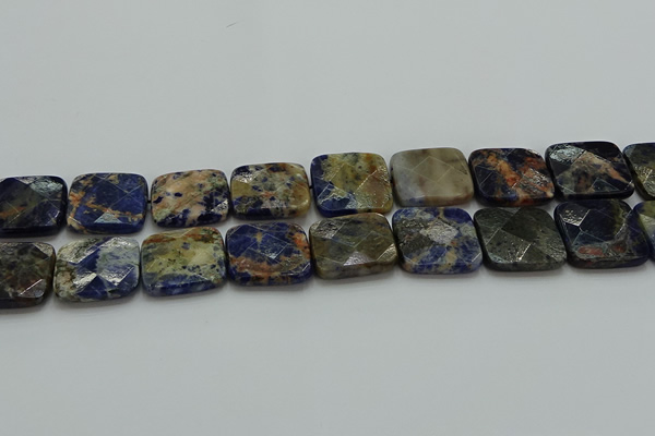 CSO785 15.5 inches 25*25mm faceted square orange sodalite beads