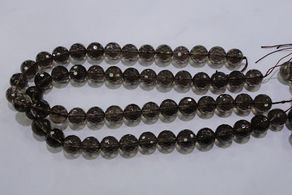 CSQ105 15.5 inches 14mm faceted round grade AA natural smoky quartz beads