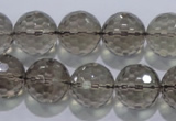 CSQ106 15.5 inches 16mm faceted round grade AA natural smoky quartz beads