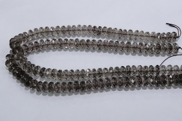 CSQ111 7*12mm faceted rondelle grade AA natural smoky quartz beads