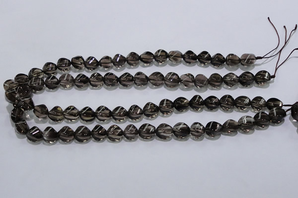 CSQ116 9*12mm twisted rice grade AA natural smoky quartz beads