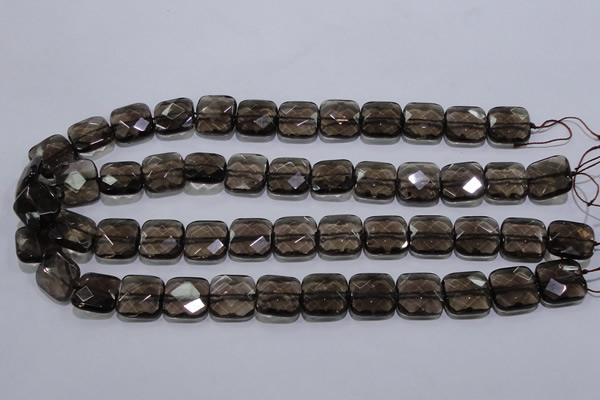 CSQ121 15*15mm facetad square grade AA natural smoky quartz beads