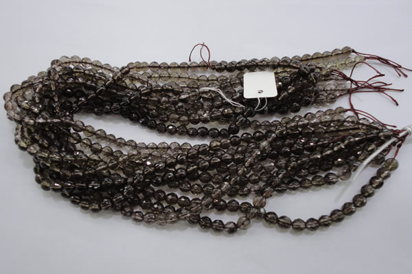 CSQ130 15.5 inches 6mm faceted round grade AA natural smoky quartz beads
