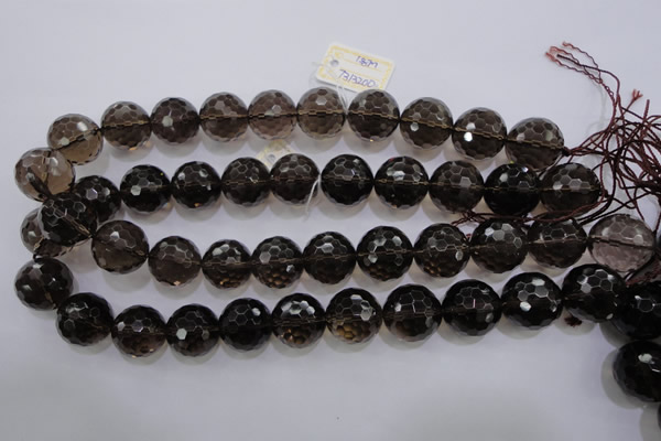 CSQ133 15.5 inches 18mm faceted round grade AA natural smoky quartz beads