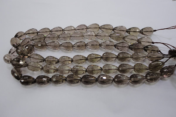 CSQ138 12*18mm faceted teardrop grade AA natural smoky quartz beads