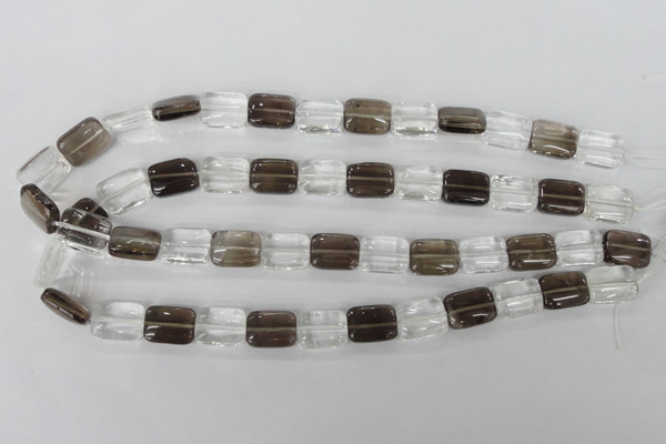 CSQ157 15.5 inches 12*16mm rectangle white crystal & smoky quartz beads
