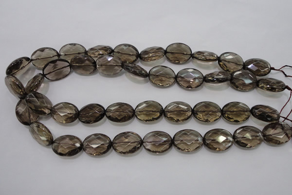 CSQ211 15*20mm faceted oval grade AA natural smoky quartz beads