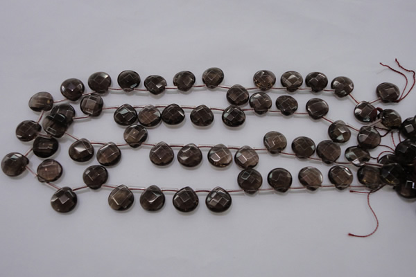 CSQ237 12*12mm faceted briolette grade AA natural smoky quartz beads