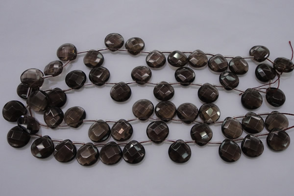 CSQ238 15*15mm faceted briolette grade AA natural smoky quartz beads