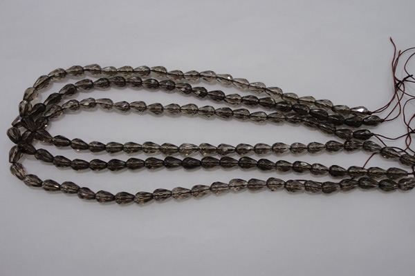 CSQ242 6*10mm faceted teardrop grade AA natural smoky quartz beads