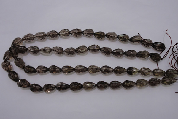 CSQ243 10*14mm faceted teardrop grade AA natural smoky quartz beads