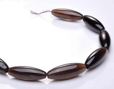 CSQ27 15*40mm rice AB grade natural smoky quartz beads Wholesale