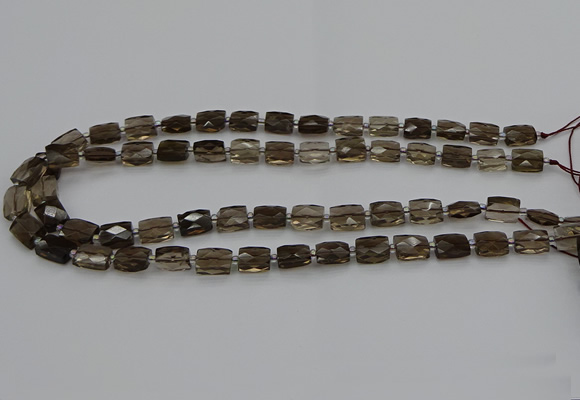 CSQ270 15.5 inches 8*10mm faceted rectangle smoky quartz beads