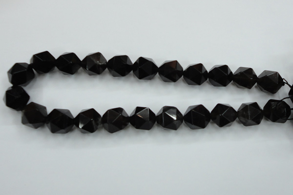 CSQ356 15.5 inches 16mm faceted nuggets smoky quartz beads