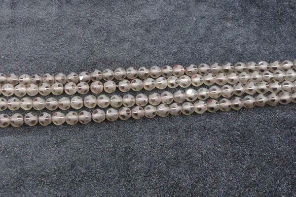 CSQ501 15.5 inches 6mm faceted round matte smoky quartz beads