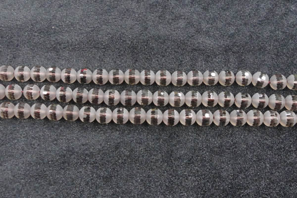 CSQ508 15.5 inches 10mm faceted round matte smoky quartz beads