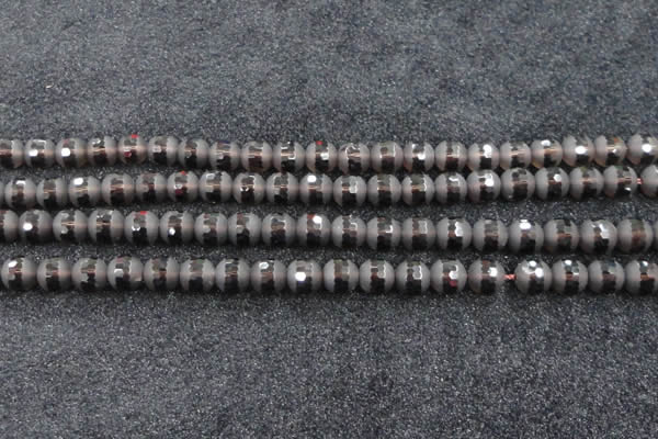 CSQ513 15.5 inches 10mm faceted round matte smoky quartz beads
