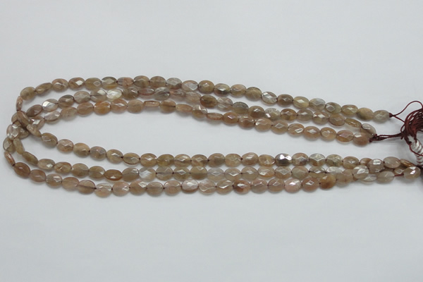 CSS105 15.5 inches 6*8mm faceted oval natural sunstone beads wholesale