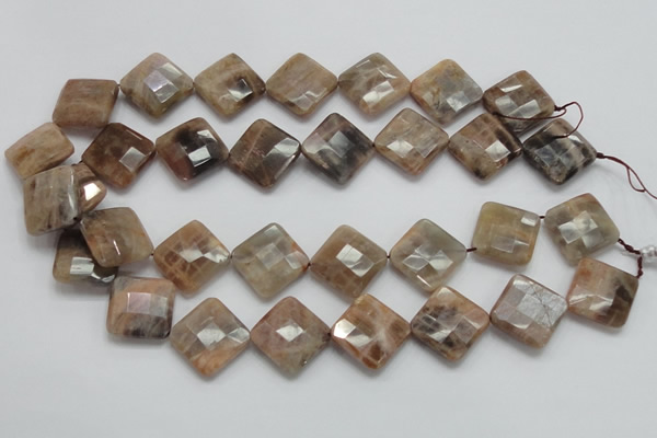 CSS112 15.5 inches 20*20mm faceted diamond natural sunstone beads