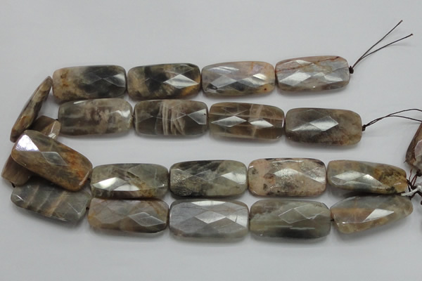 CSS116 15.5 inches 20*40mm faceted rectangle natural sunstone beads