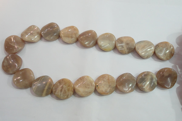 CSS256 15.5 inches 20mm twisted coin natural sunstone beads