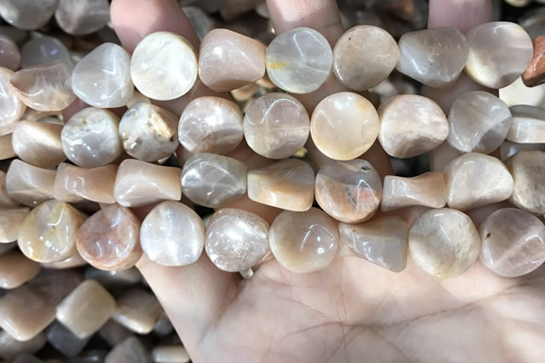 CSS436 15.5 inches 14mm twisted coin sunstone beads wholesale
