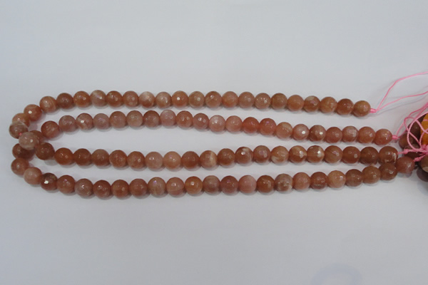 CSS504 15.5 inches 9mm faceted round natural golden sunstone beads
