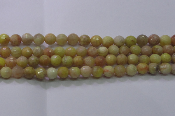 CSS613 15.5 inches 10mm faceted round yellow sunstone gemstone beads