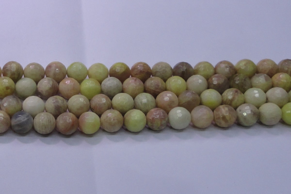 CSS615 15.5 inches 14mm faceted round yellow sunstone gemstone beads