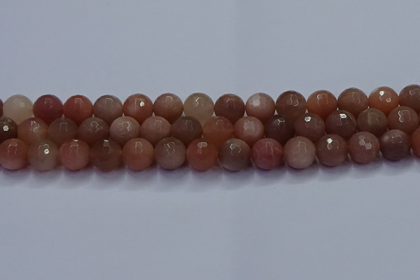 CSS674 15.5 inches 12mm faceted round sunstone gemstone beads wholesale