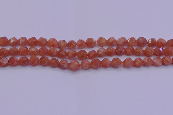 CSS682 15.5 inches 8mm faceted nuggets natural sunstone beads