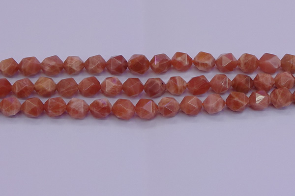 CSS684 15.5 inches 12mm faceted nuggets natural sunstone beads