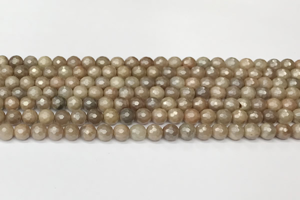 CSS810 15 inches 6mm faceted round AB-color sunstone beads