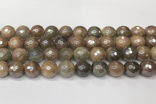 CSS813 15 inches 12mm faceted round AB-color sunstone beads