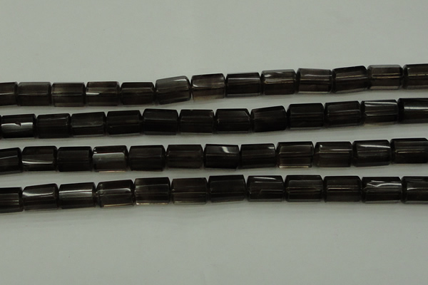 CTB100 15.5 inches 8*12mm faceted tube smoky quartz beads
