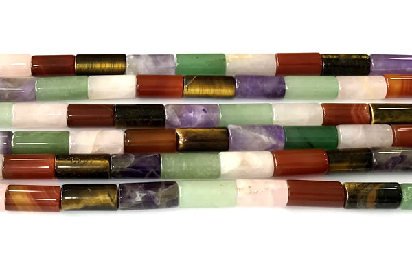 CTB1047 15 inches 8*16mm - 8*18mm tube mixed gemstone beads