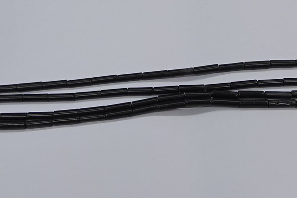 CTB318 15.5 inches 4*13mm tube black stone beads wholesale