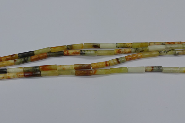 CTB324 15.5 inches 4*13mm tube flower jade beads wholesale