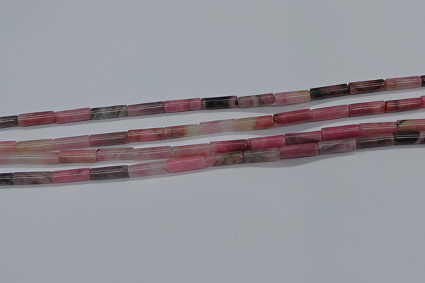 CTB346 15.5 inches 4*13mm tube pink wooden jasper beads wholesale